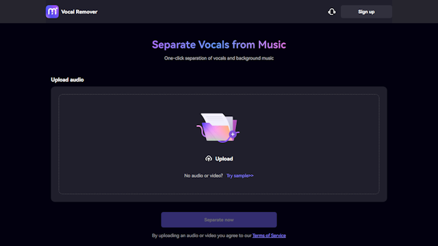 Voice remover AI tool to separate vocals from music