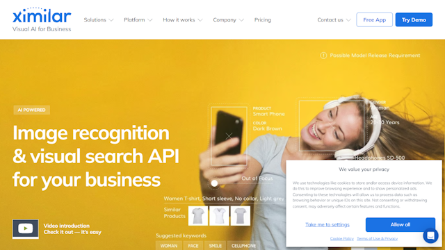 ximilar Ai tool for image recoginition and visual search API
