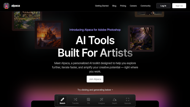 Alpaca AI tool for adobe photoshop