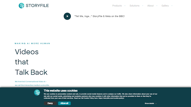 Storyfile AI tool videos that talk back