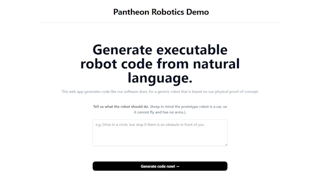 Pantheon robotics demo