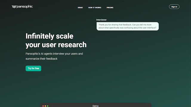 Panasophic AI tool for infinitely scale your user research