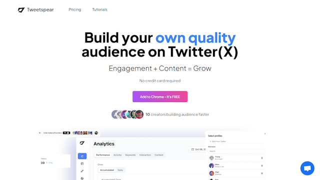 Twetespear Build your own quality audience on twitter