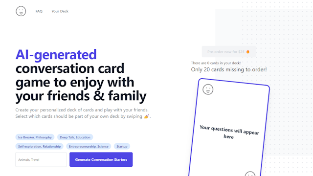 AI Generate3d conversation Card game